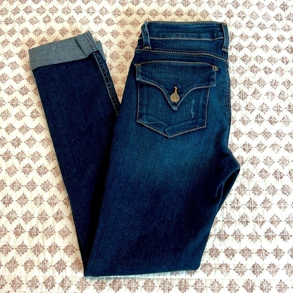 Hudson Bacara Crop Straight Cuffed Jeans Size 25 Extra Dark Whisker Wash - Picture 5 of 17
